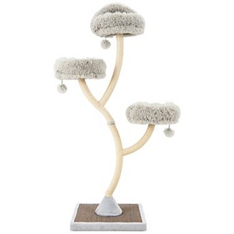 Costway Cat Tree Tower 70'' Multi-Level Kitten Activity Center with 3 Perches & Balls Gray
