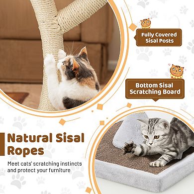 Costway Cat Tree Tower 70'' Multi-Level Kitten Activity Center with 3 Perches & Balls Gray