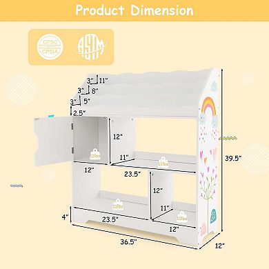 Costway Toy Storage Organizer 3-In-1 Kids Toy Shelf with Book Shelf, Storage Cabinet