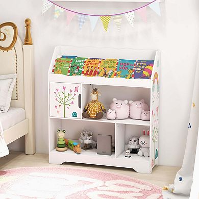 Costway Toy Storage Organizer 3-In-1 Kids Toy Shelf with Book Shelf, Storage Cabinet