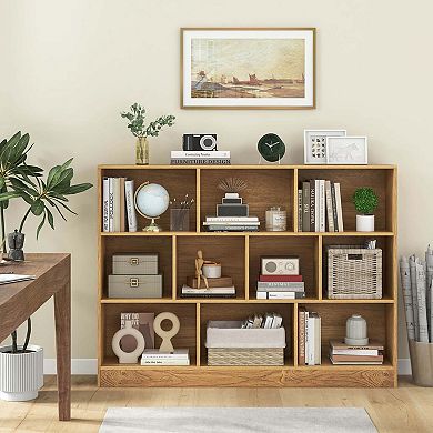 Costway 10-Cube Bookcase 41" Wooden Toy Storage Organizer for Kids Bookshelf