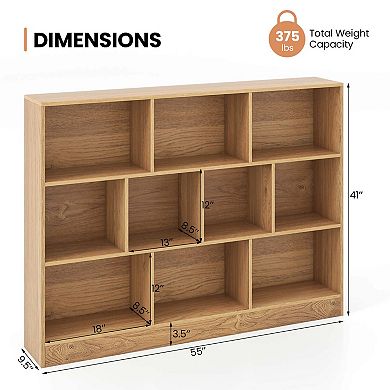 Costway 10-Cube Bookcase 41" Wooden Toy Storage Organizer for Kids Bookshelf