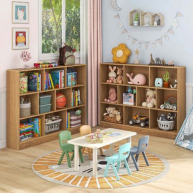 Costway 10-Cube Bookcase 41" Wooden Toy Storage Organizer for Kids Bookshelf