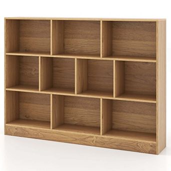 Costway 10-Cube Bookcase 41" Wooden Toy Storage Organizer for Kids Bookshelf