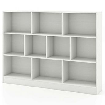 Costway 10-Cube Bookcase 41" Wooden Toy Storage Organizer for Kids Bookshelf