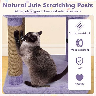 Costway 31.5” Cute Modern Cat Tree with Condo Top Perch Jute Scratching Posts Hanging Toy