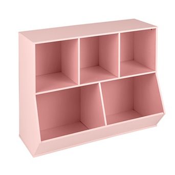 Costway 5-Cubby Kids Toy Storage Organizer Wooden Bookshelf Display Cabinet