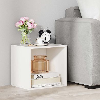 Costway 4 PCS Wooden Cube Storage Organizer Stackable Open Book Shelf for Small Space