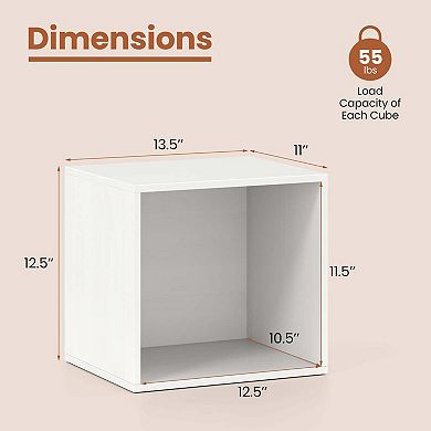 Costway 4 PCS Wooden Cube Storage Organizer Stackable Open Book Shelf for Small Space