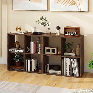 Costway 4-Cube Bookshelf, Modern Cubby Bookcase with Back Guardrail & Anti-tipping Kits