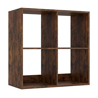 Costway 4-Cube Bookshelf, Modern Cubby Bookcase with Back Guardrail & Anti-tipping Kits