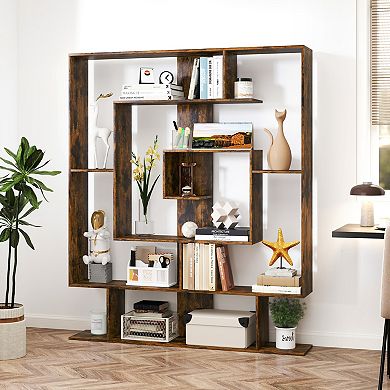 Costway 7-Tier Bookshelf Geometric Bookcase with 2 Anti-Tipping Kits