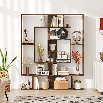 Costway 7-Tier Bookshelf Geometric Bookcase with 2 Anti-Tipping Kits