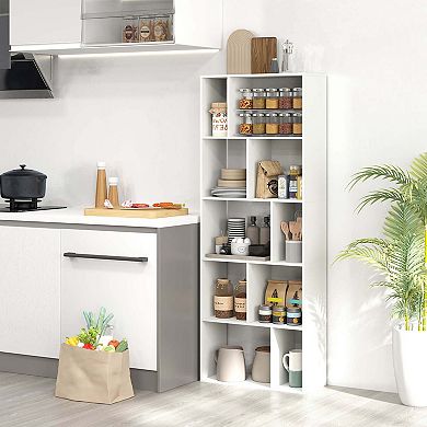Costway 63" Tall Floor Standing Open Bookshelf with 10 Cubbies 5 Back Anti-falling Panels