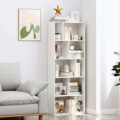 Costway 63" Tall Floor Standing Open Bookshelf with 10 Cubbies 5 Back Anti-falling Panels