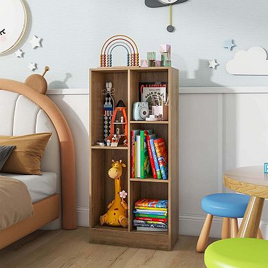 Costway 5-Cube Bookcase for Kids 41" Wooden Toy Storage Organizer for Kid's Room