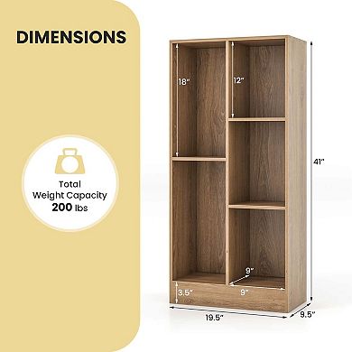 Costway 5-Cube Bookcase for Kids 41" Wooden Toy Storage Organizer for Kid's Room