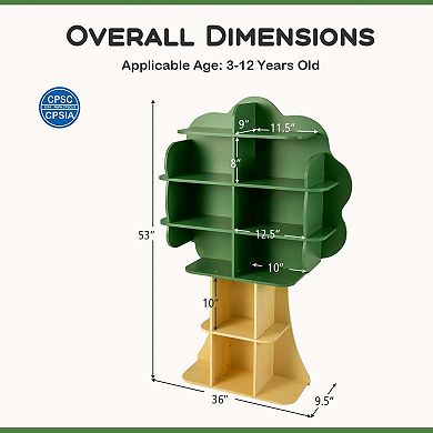 Costway Tree Bookcase Kids 6-Tier Toy Storage Organizer with Open Storage Shelves