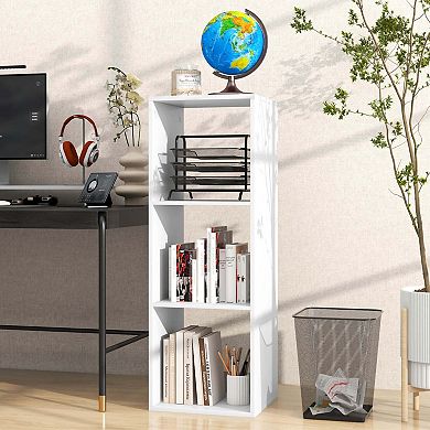 Costway 3-Cube Bookshelf, Modern Vertical Bookcase with Back Guardrail & Anti-tipping Kits