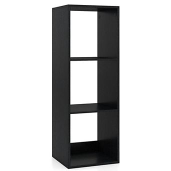 Costway 3-Cube Bookshelf, Modern Vertical Bookcase with Back Guardrail & Anti-tipping Kits