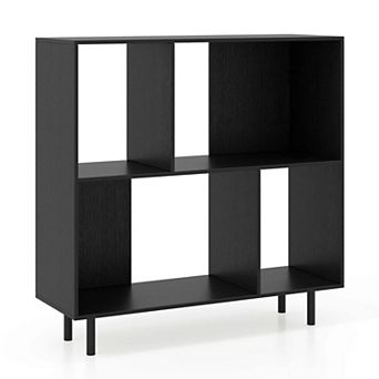 Costway Open Shelf Bookcase Mid Century Modern Cube Bookshelf with 4 Compartments