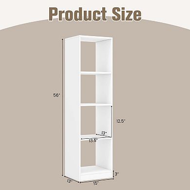 Costway 1PC 56'' Tall Bookcase, Freestanding Bookshelf with 4 Open Cubes