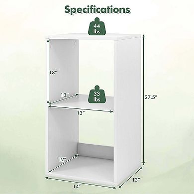 Costway 2-Cube Bookcase Open Back Bookshelf with Anti-tip Kit Modern Style Organizer