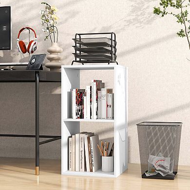 Costway 2-Cube Bookcase Open Back Bookshelf with Anti-tip Kit Modern Style Organizer