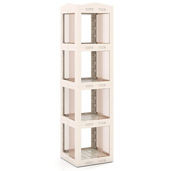 Costway 360° Spinning Bookcase with Swivel Base, 4 tier Revolving Bookshelf Tower for Study