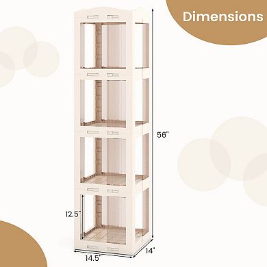 Costway 360° Spinning Bookcase with Swivel Base, 4-Tier Revolving Bookshelf Tower for Study