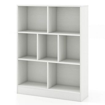 Costway 7-Cube Bookcase for Kids 41" Wooden Toy Storage Organizer Freestanding Bookshelf White