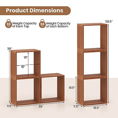 Costway 3 Cube Storage Organizers Stackable Bookcase Shelves for Small Spaces