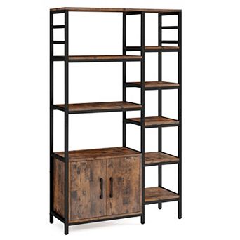 Costway 55.5" Tall Bookcase with 2-Door Cabinet Metal Frame Freestanding Display Rack