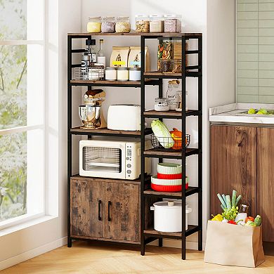 Costway 55.5" Tall Bookcase with 2-Door Cabinet Metal Frame Freestanding Display Rack