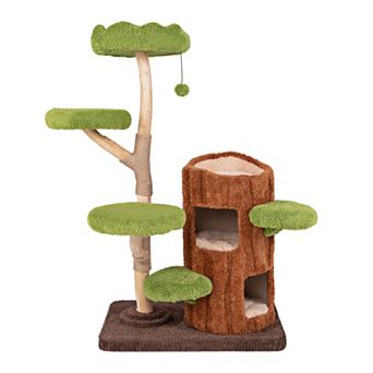 Costway Multi-level Cat Tree with Double Decker Cat House Scratching Posts & Sisal Panel