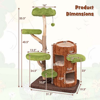 Costway Multi-level Cat Tree with Double Decker Cat House Scratching Posts & Sisal Panel