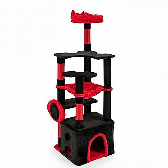 Costway 52" Gothic Cat Tree with Plush Perch & Condo Hammock& Hanging Spider Toy