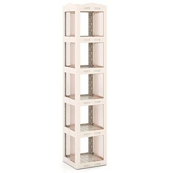 Costway 360° Spinning Bookcase with Swivel Base, 5 tier Revolving Bookshelf Tower for Study