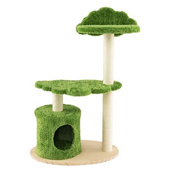 Costway 38" Cute Cat Tree Cat Condo Furniture with Fully Wrapped Sisal Scratching Posts