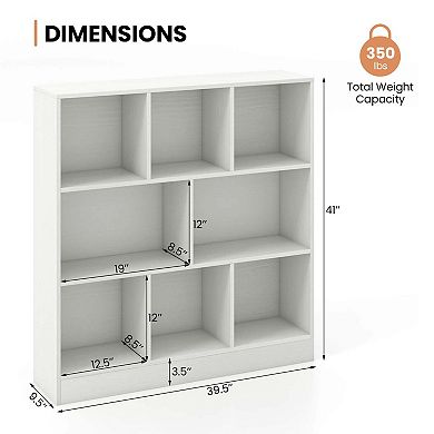 Costway 8-Cube Bookcase 41" Wooden Toy Storage Organizer for Kids Bookshelf White