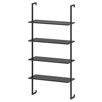 Costway 4 tier Ladder Shelf Bookshelf Industrial Wall Shelf with Metal Frame