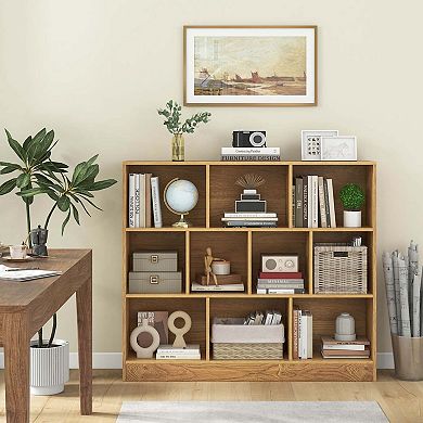 Costway 10-Cube Bookcase for Kids 41"Wooden Toy Storage Organizer for Kid’s Room