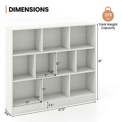 Costway 10-Cube Bookcase for Kids 41"Wooden Toy Storage Organizer for Kid’s Room