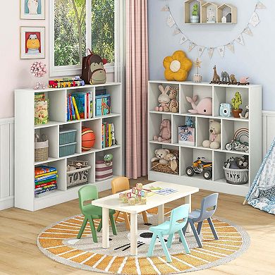 Costway 10-Cube Bookcase for Kids 41"Wooden Toy Storage Organizer for Kid’s Room