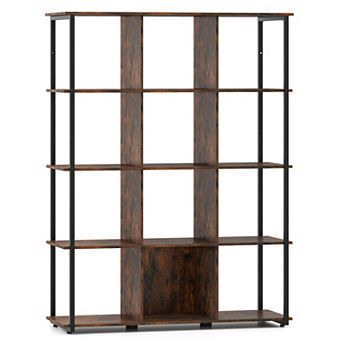 Costway 12-Cube Bookcase 57" Tall Freestanding Bookshelf Industrial Shelf Display Rack