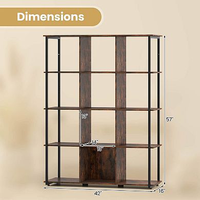 Costway 12-Cube Bookcase 57" Tall Freestanding Bookshelf Industrial Shelf Display Rack