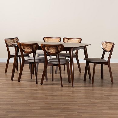Baxton Studio Dannell 7-Piece Dining Set with Upholstered Chairs