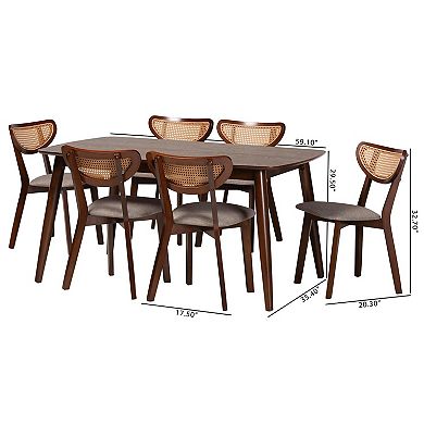 Baxton Studio Dannell 7-Piece Dining Set with Upholstered Chairs