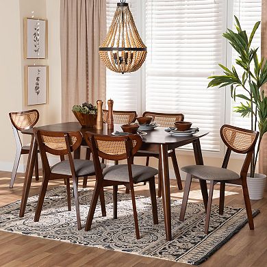 Baxton Studio Dannell 7-Piece Dining Set with Upholstered Chairs
