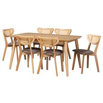 Baxton Studio Dannell 7 pc Dining Set with Upholstered Chairs